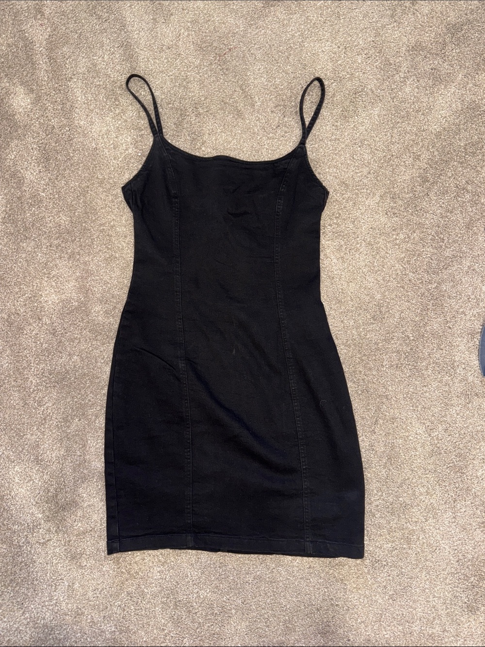 H&M Black Spaghetti-Strap Denim Dress